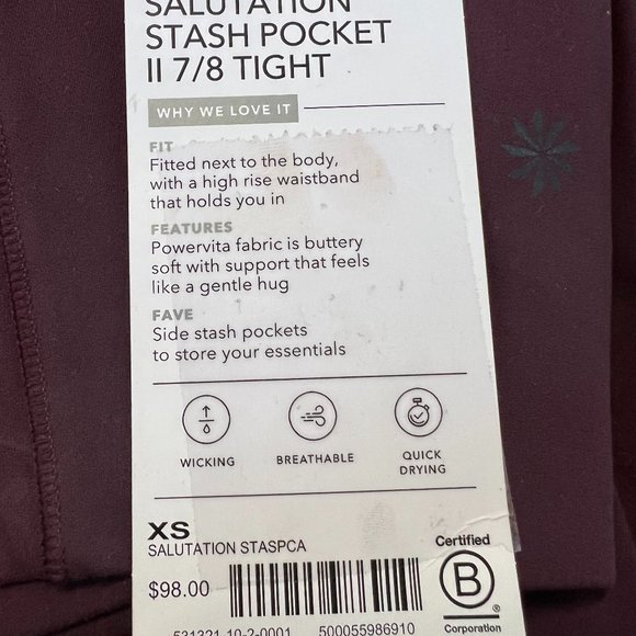 Athleta Salutation Stash Pocket II 7/8 Tight - Picture 7 of 7